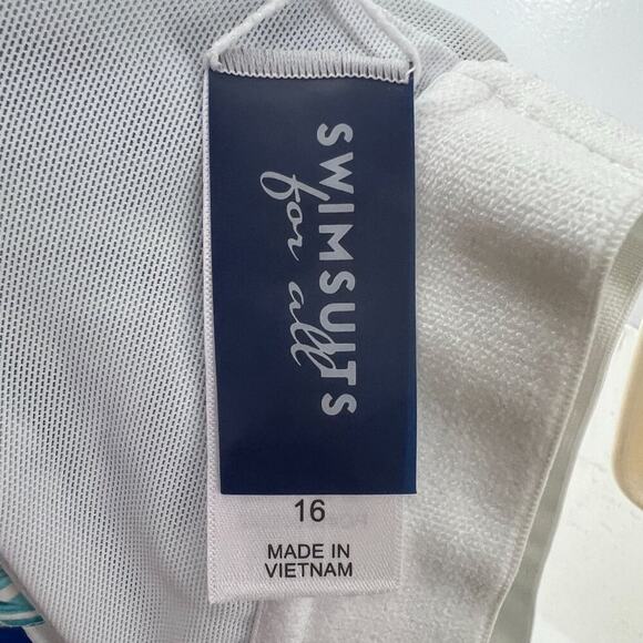 Swimsuits For All Plus Size Lightweight Blouson Tankini Top Size 16 Teal Ropes - Picture 3 of 5